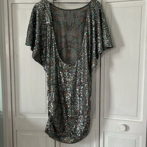 ba&sh Zendaya Silver Sequin Sheath Mini Dress - Size 2 - Picture 8 of 15